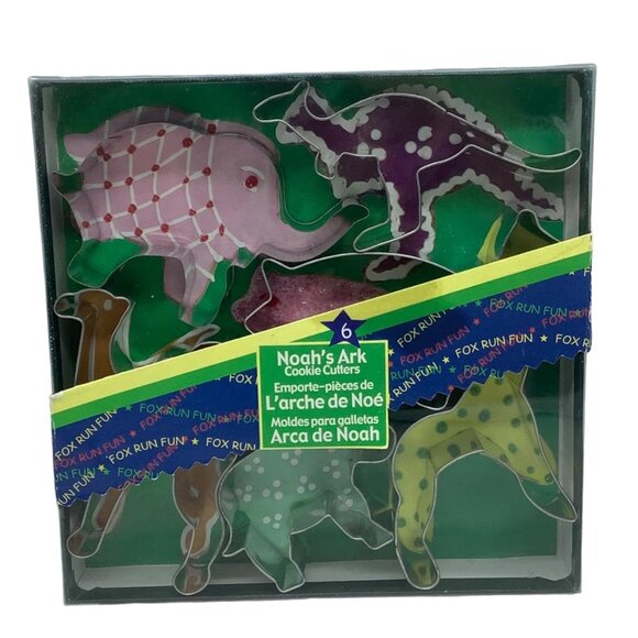Fox Run Noah's Ark Metal Cookie Cutters Set of 6 Elephant Kangaroo Camel Giraffe - Picture 1 of 8